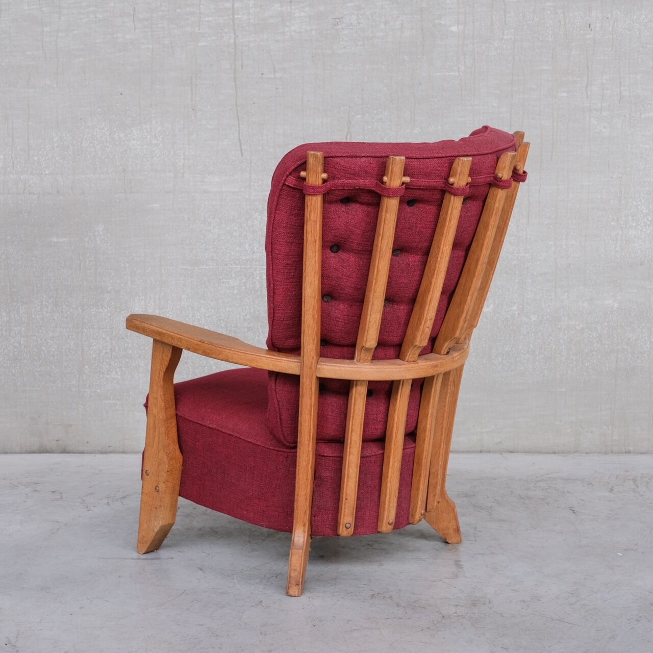 Guillerme et Chambron Oak Mid-Century French Armchair