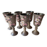 Set of 6 ceramic wine glasses Signed Vallauris Moby Jo's (By Marius Musarra