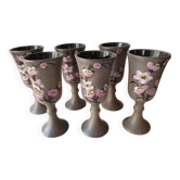 Lot de 6 verres à Vin en céramique Signé Vallauris Moby Jo's (Par Marius Musarra