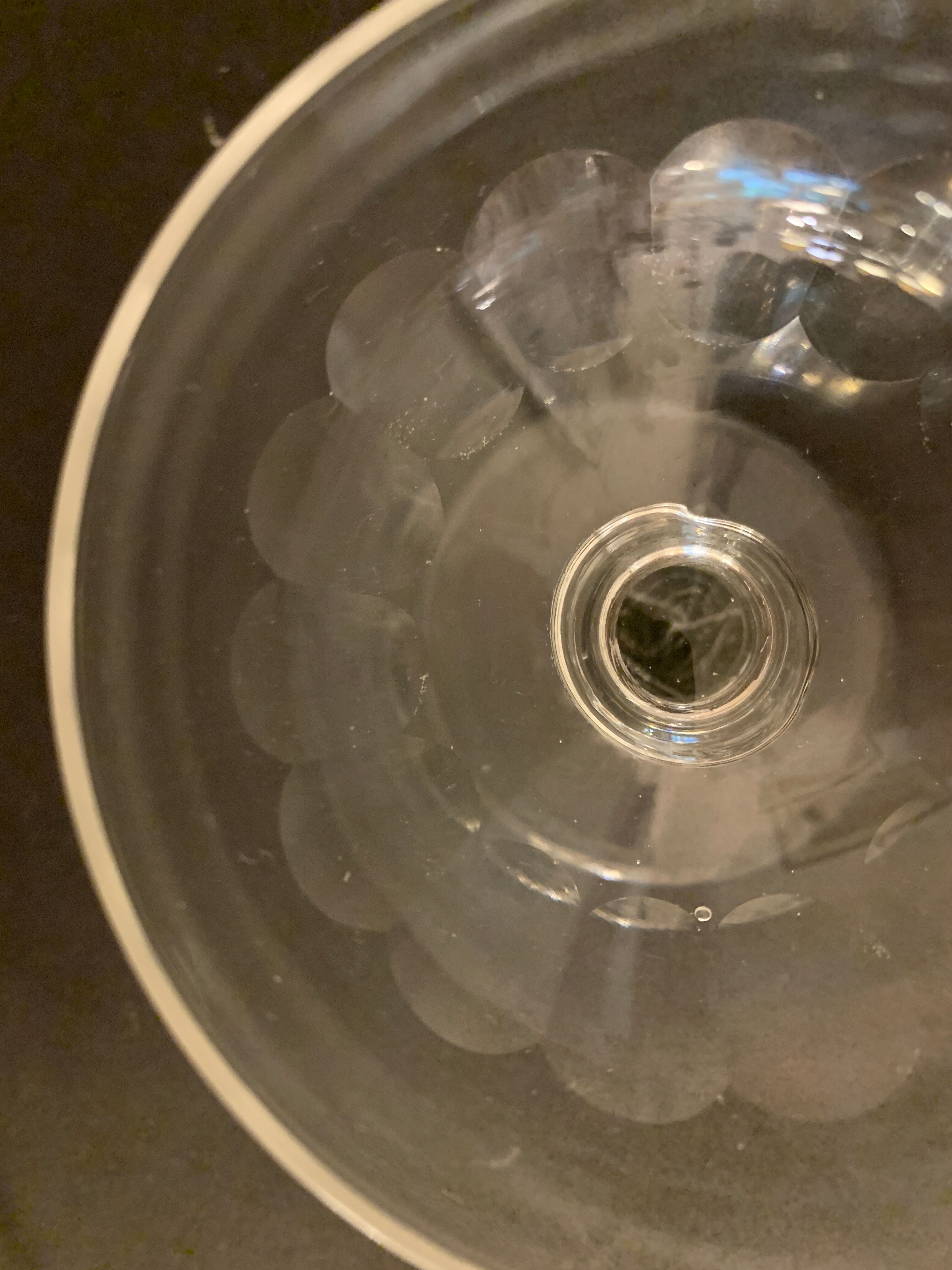 6 old champagne cups in faceted glass