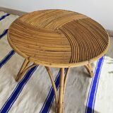 Table basse vintage en rotin et bambou