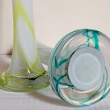 Duo of makora blown glass soliflores (krosno, poland) 1970s