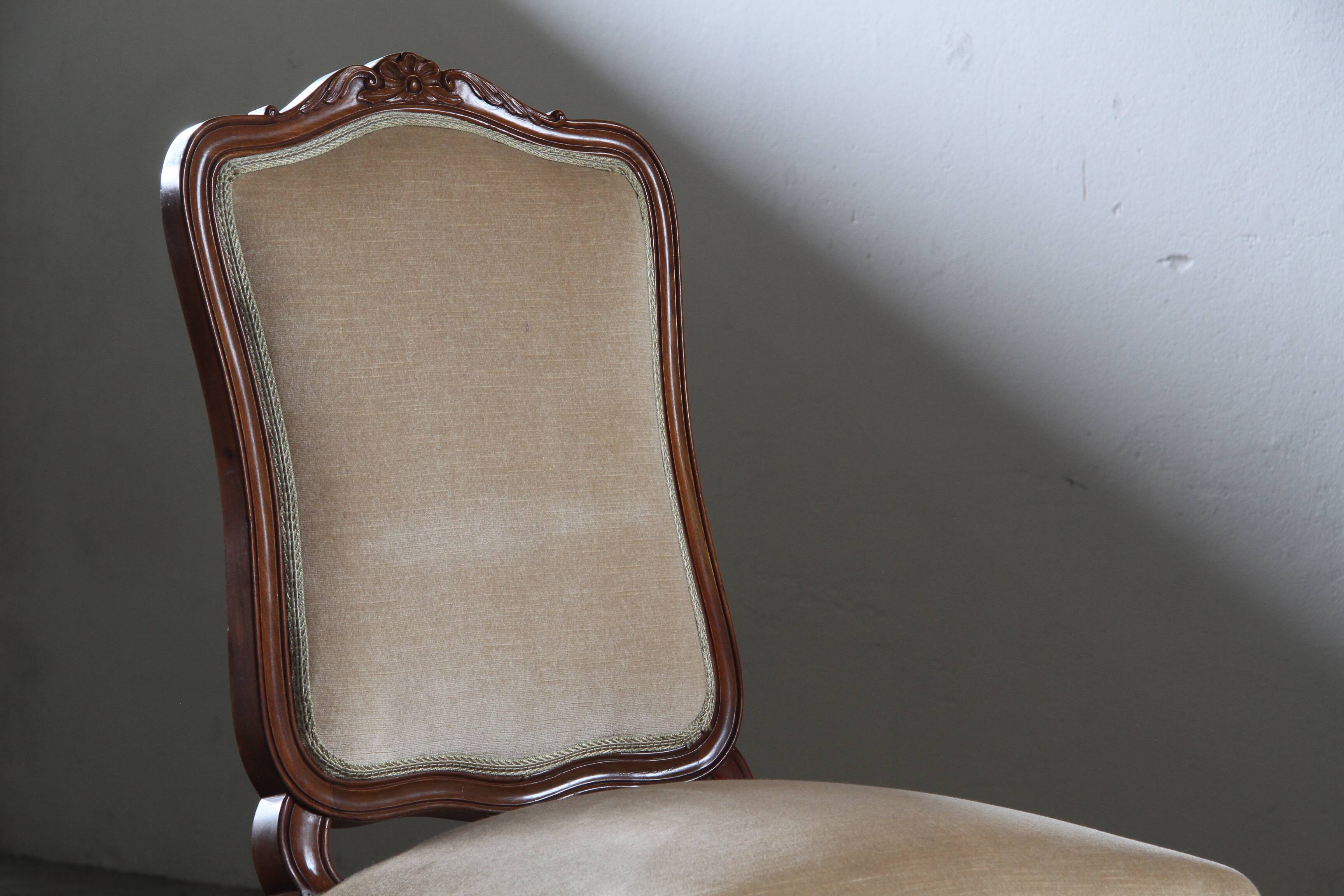 Pair of Vintage Danish Antique 18th century Chairs, style of Louis XV