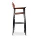 Set of 5 bar stools with backrest, made of natural leather in toasted colour.