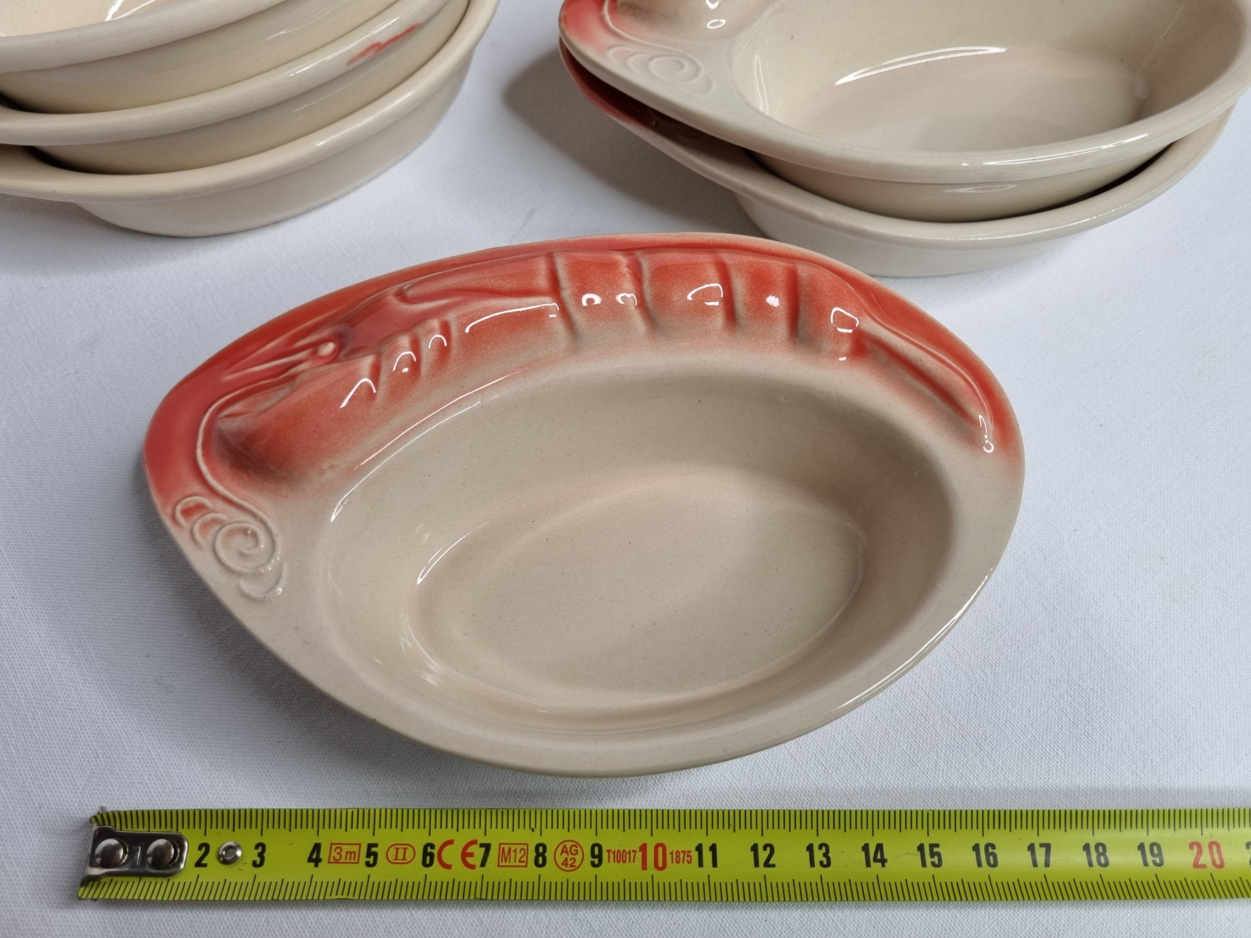 Set of 9 Vintage "Crayfish" Ceramic Bowls, "Charles Amand"