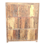 Armoire, meuble de rangement 9 portes en bois ancien