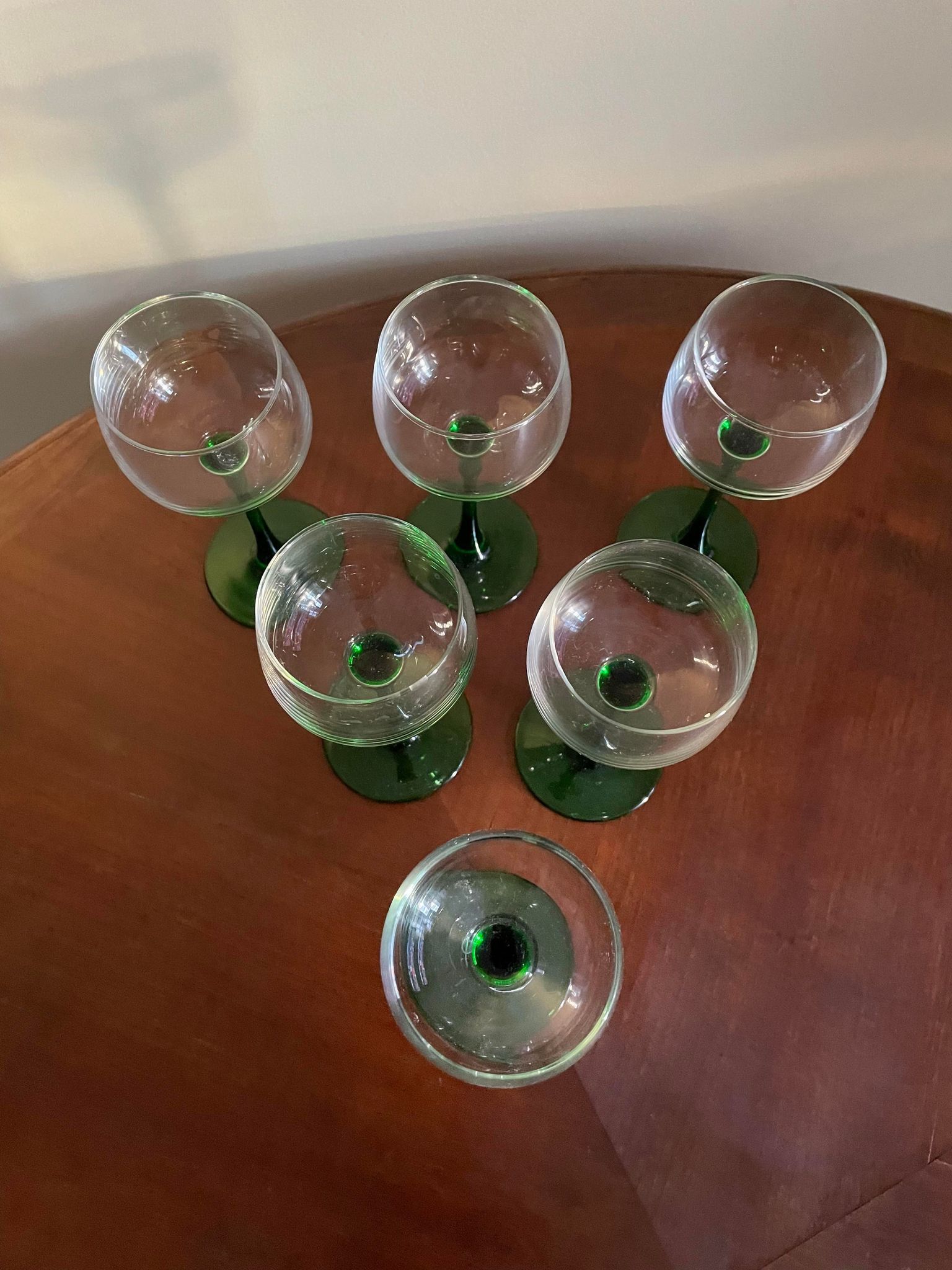 Green stemmed glasses