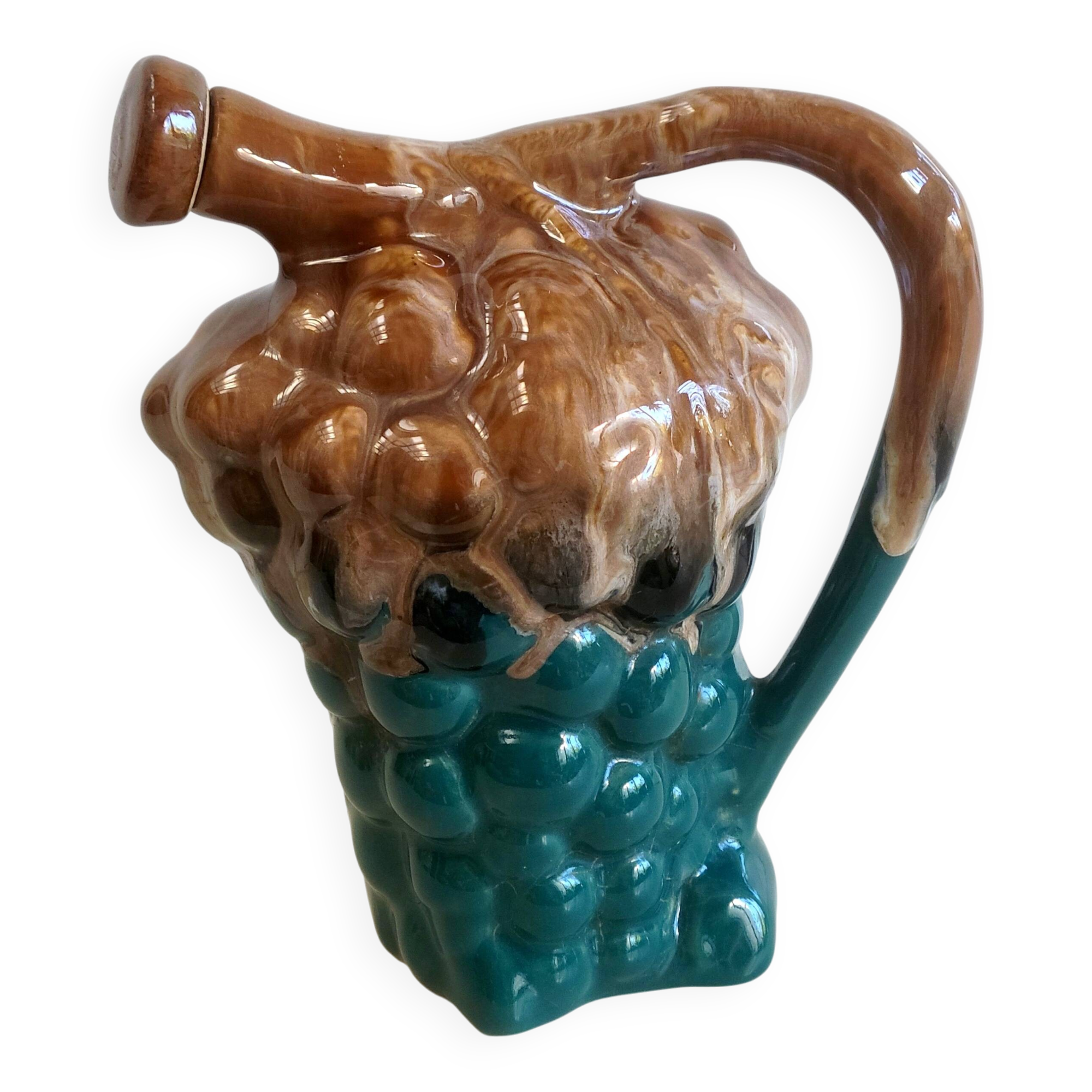 Carafe bottle grape barbotine ALPHO art deco
