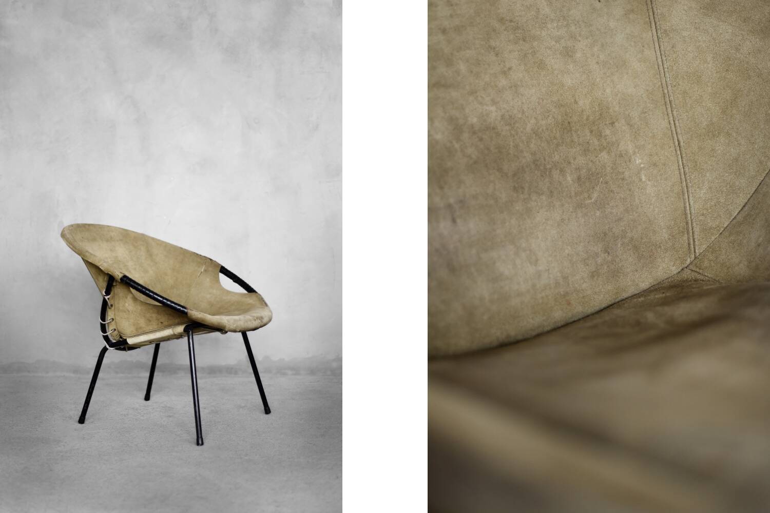 Metal and suede armchair, Germany 1960