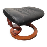 Repose pieds / Pouf en cuir noir  -Stressless