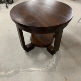 Table basse ronde en guéridon et acajou