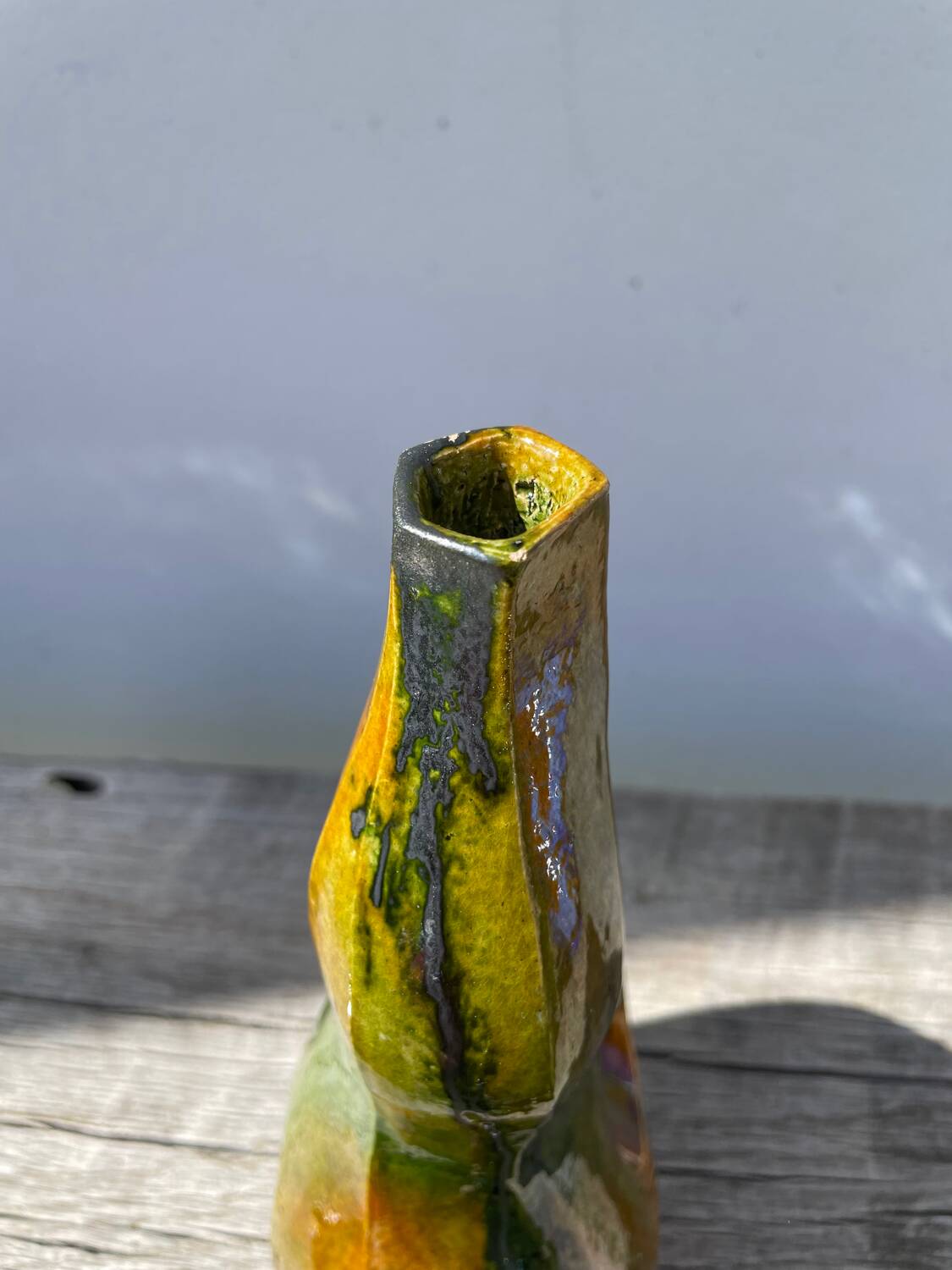 Vintage ceramic vase with drips