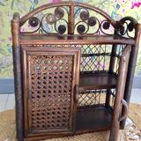 Vintage rattan wall shelf