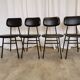 Lot de 4 chaises d'école vintage / Cuir noir / STOL Kamnik années 80 Yougoslavie