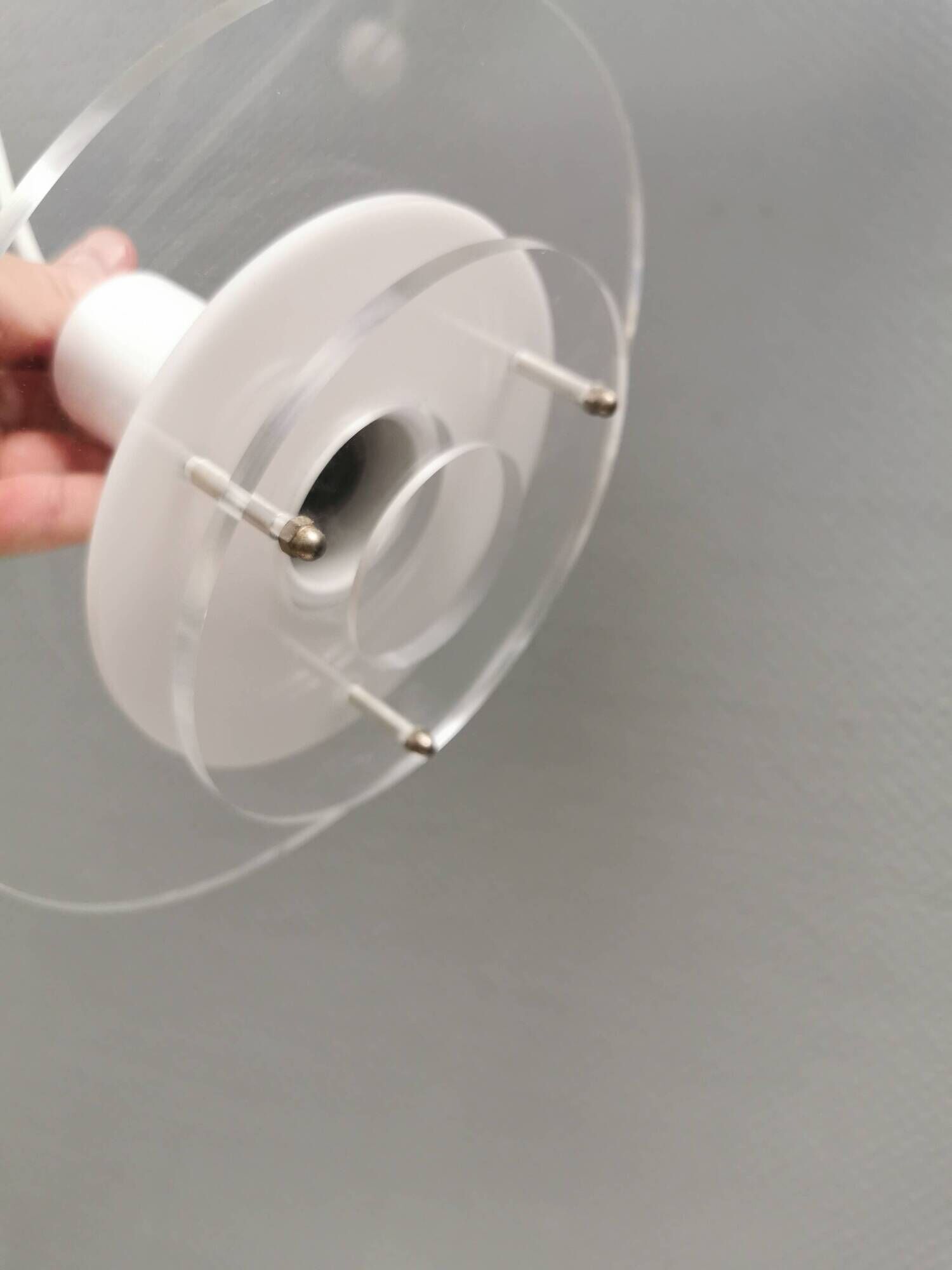 Small Space Age hanging lamp made of plexiglass. Denmark 1980s
