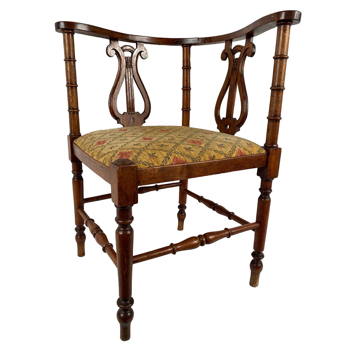 Fauteuil de coin à dossier lyre, vers 1900