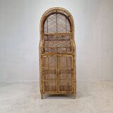 Italian bamboo and rattan credenza or bookcase, 1970s