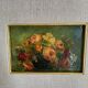 Huile nature morte, cadre bois vitré