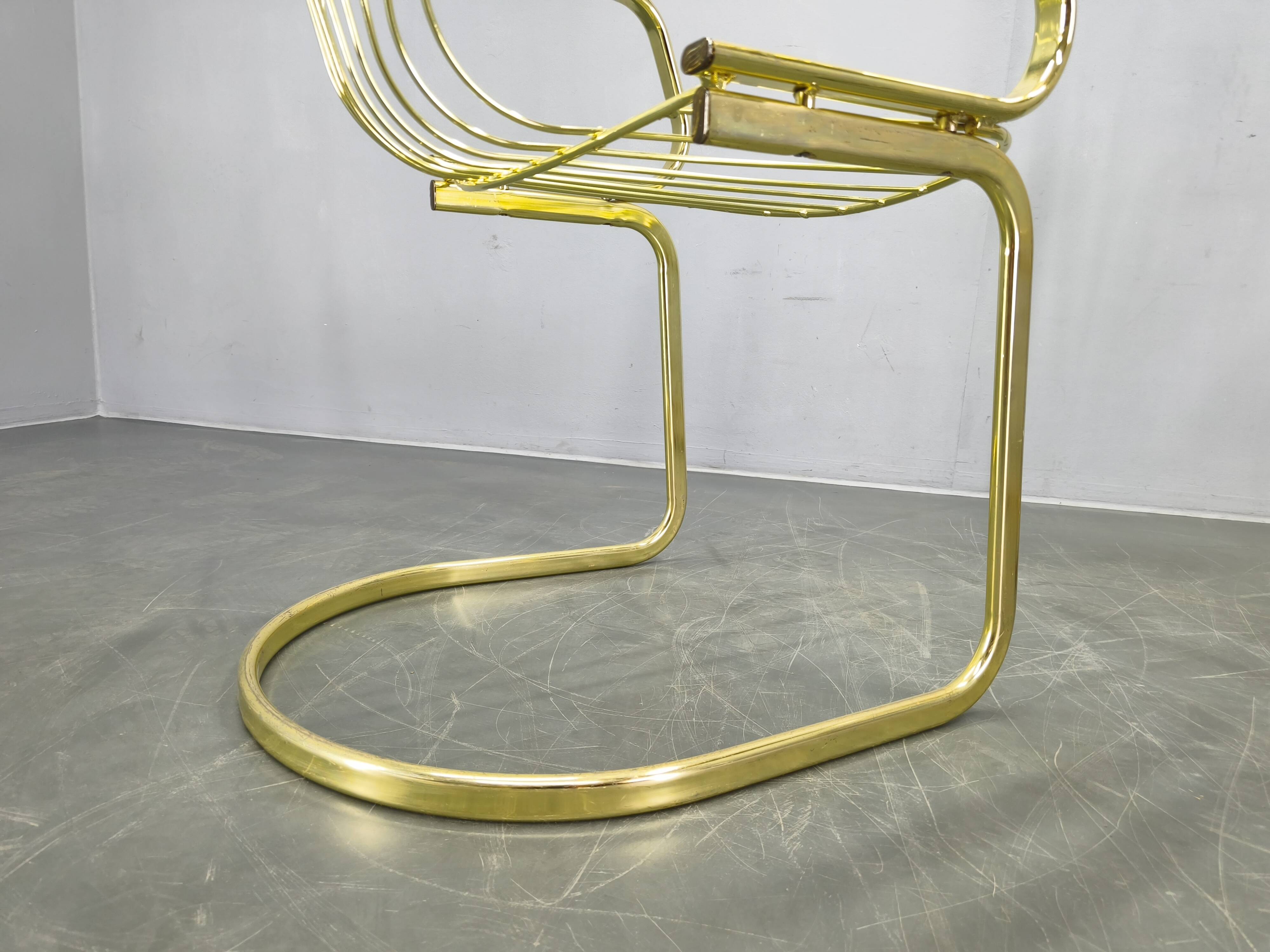 Set of 5 Gastone Rinaldi Brass Dining Chairs for Rima, Italy 1970s