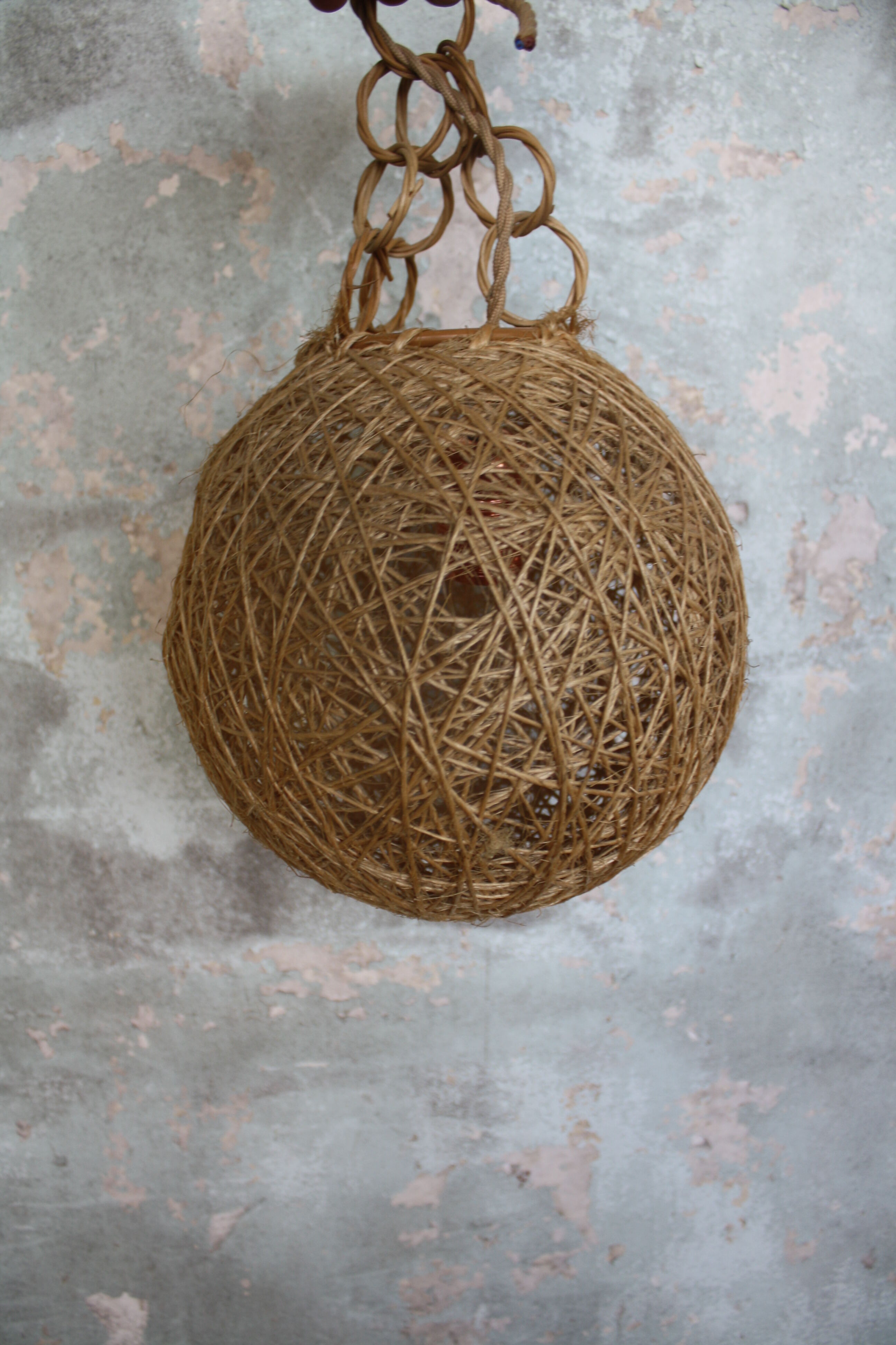 Set of 2 rattan and rope suspensions