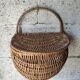 Antique hanging basket in wicker – French artisanal weaving