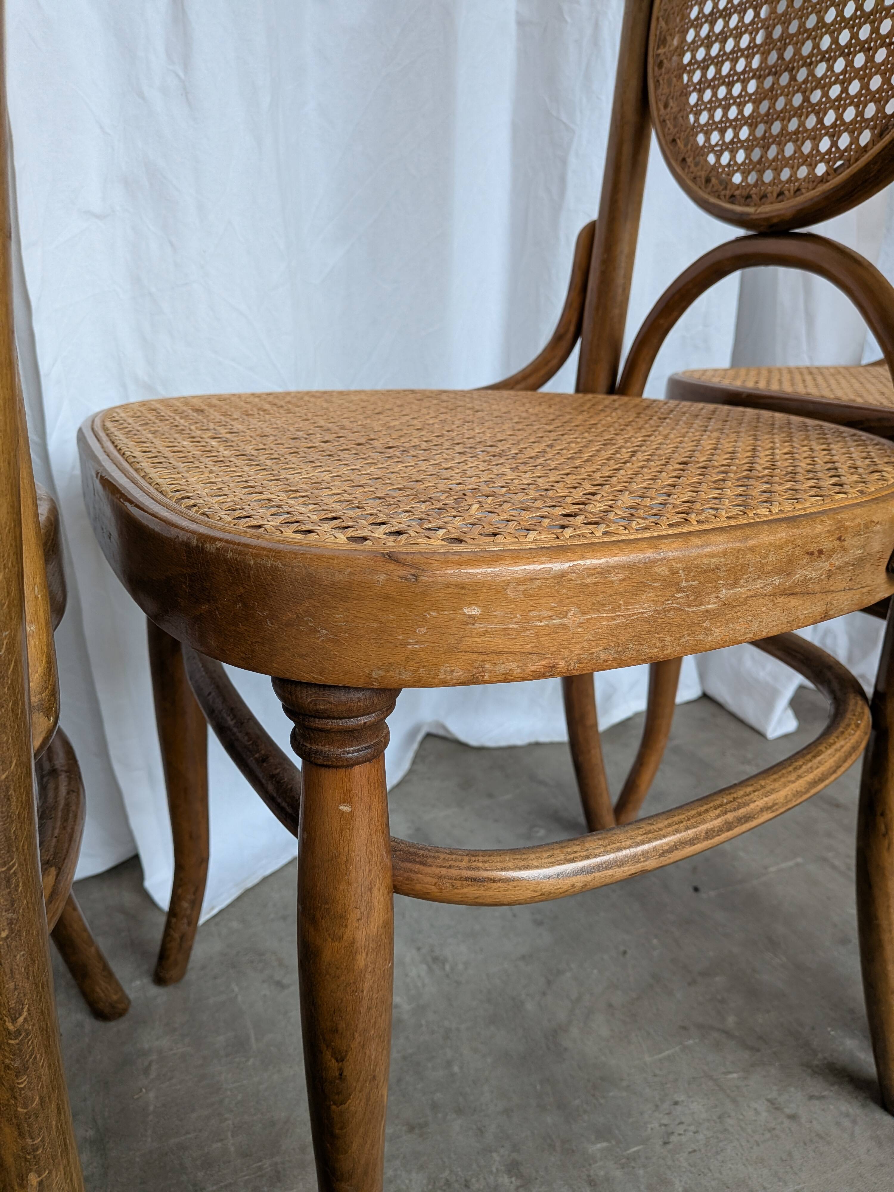 Set of 8 Vintage Bentwood Cane Dining Chair, Thonet Style, 1970s Yugoslavia