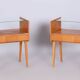 Mid-Century Modern Bedside Tables in Oak and Glass, 1950s, Set of 2