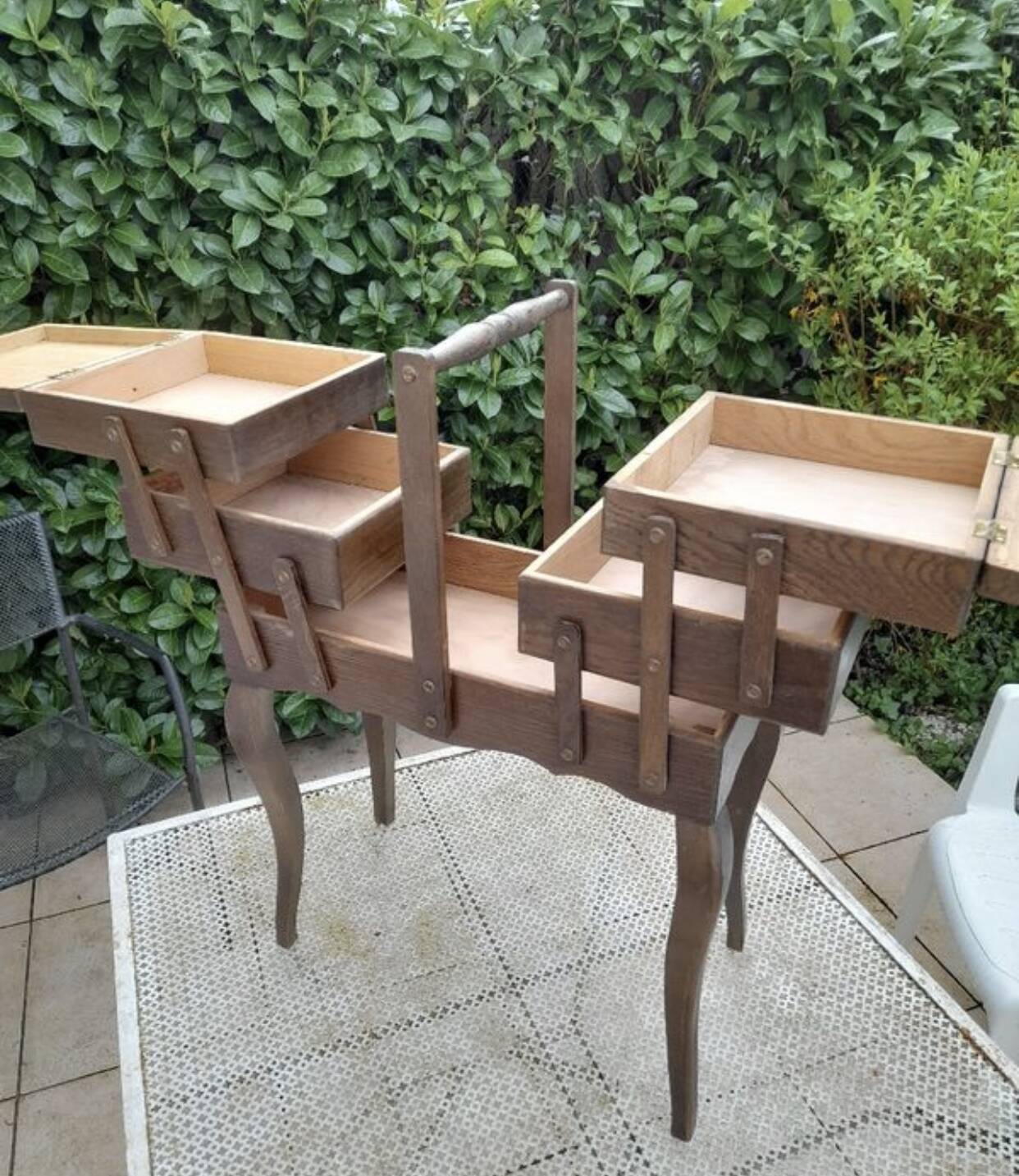 Old sewing box worker knitting work