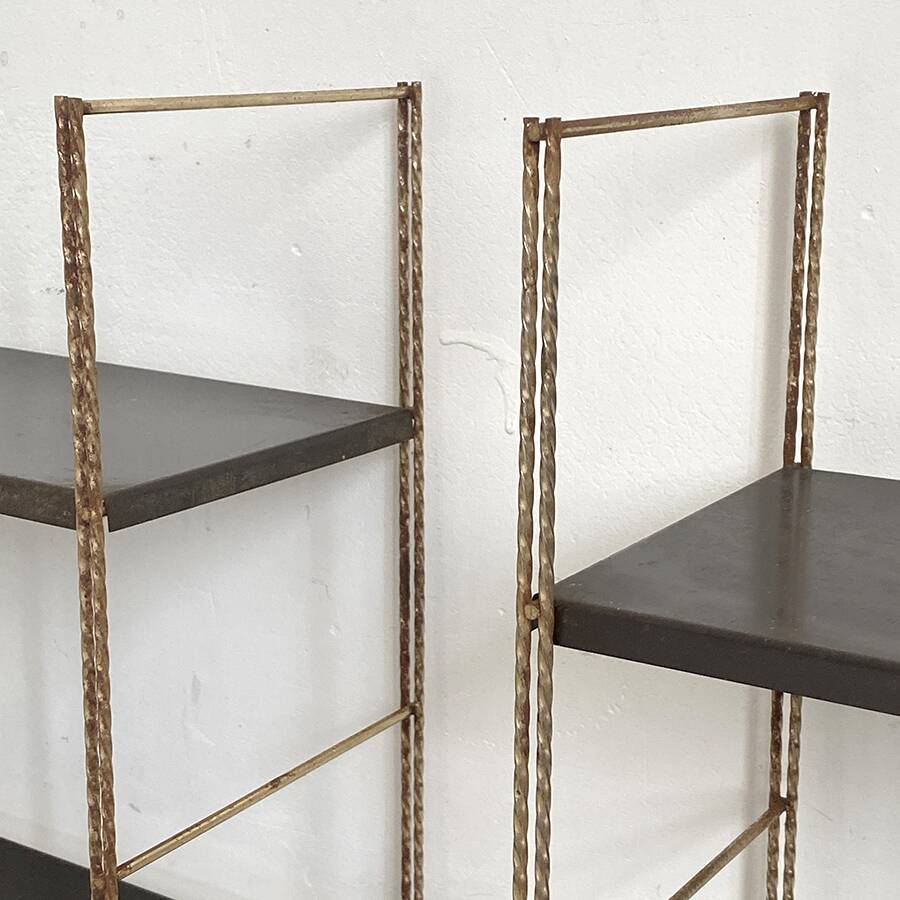 Pair of twisted string wall shelves