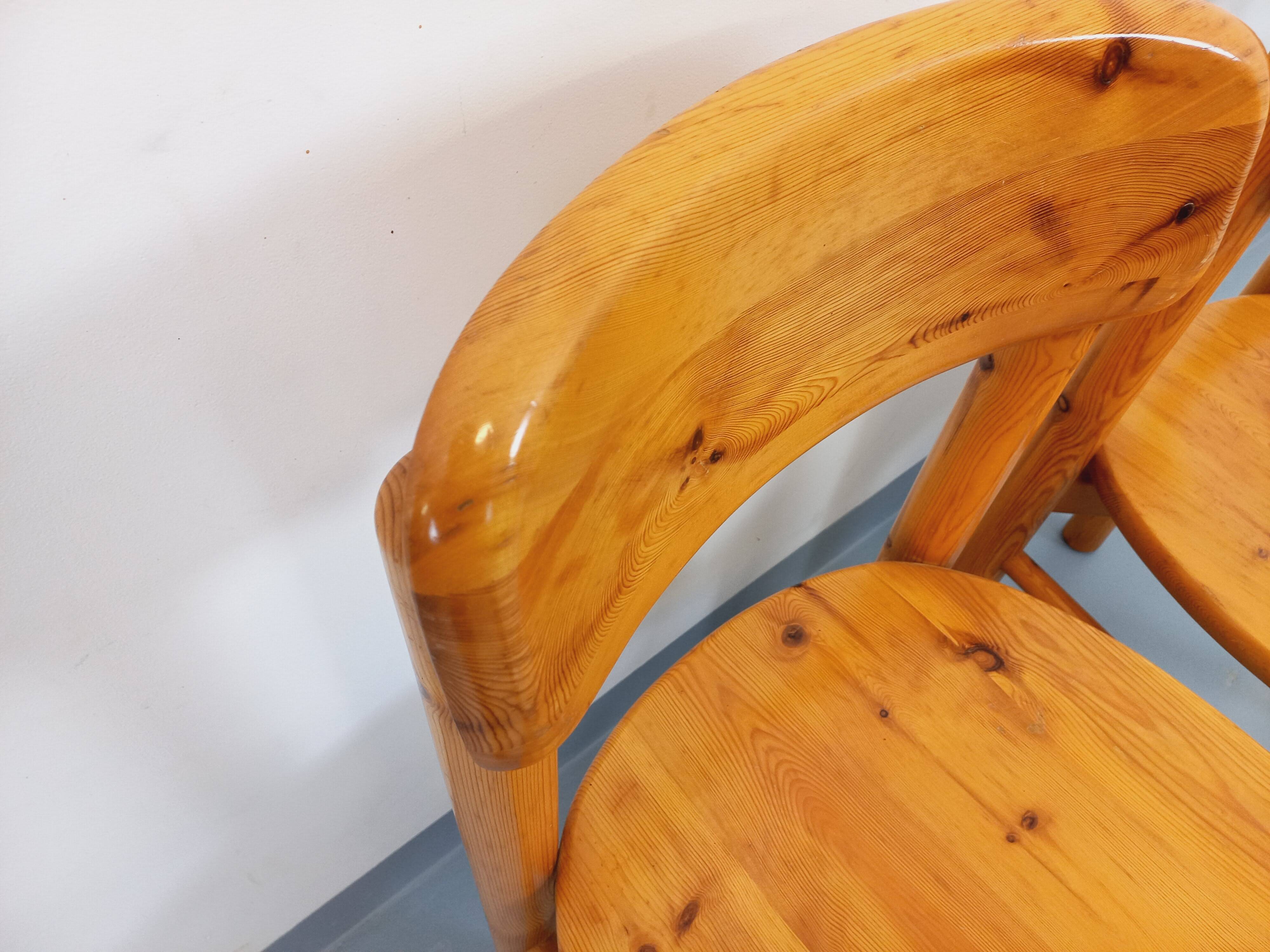 Set of 2 vintage Scandinavian chairs by Rainer Daumiller in pine from the 1960s.