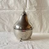 Chromed metal pear - 1 carafe and 6 amber crystal glasses - liquor cellar