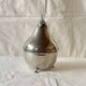 Chromed metal pear - 1 carafe and 6 amber crystal glasses - liquor cellar