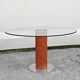 Postmodern dining table in leather and glass by Giancarlo Vegni for Fasem.