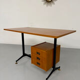 Vintage Italian design desk from the 1960s in wood and metal.