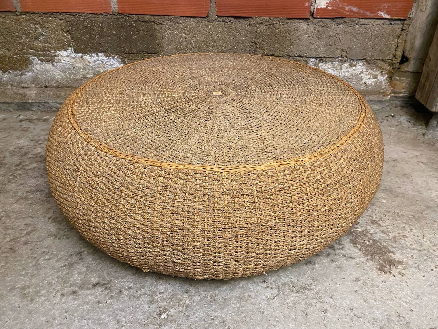 Vintage 1970s braided rope coffee table