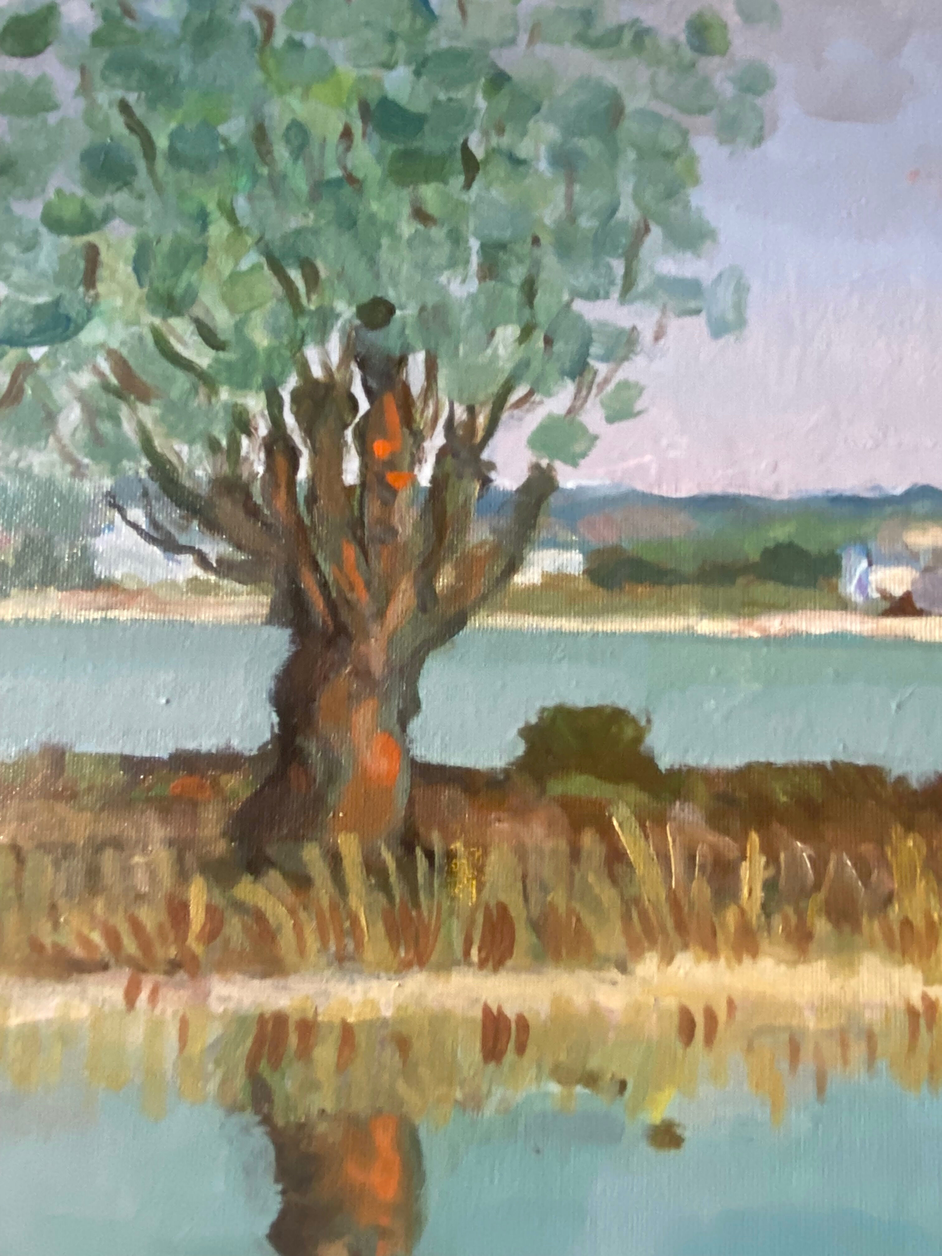 HST painting "Boats in lagoon" Marine Normandy Brittany by Robert Leboucher