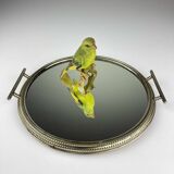 Vintage metal tray with mirror, Italy, 1970s