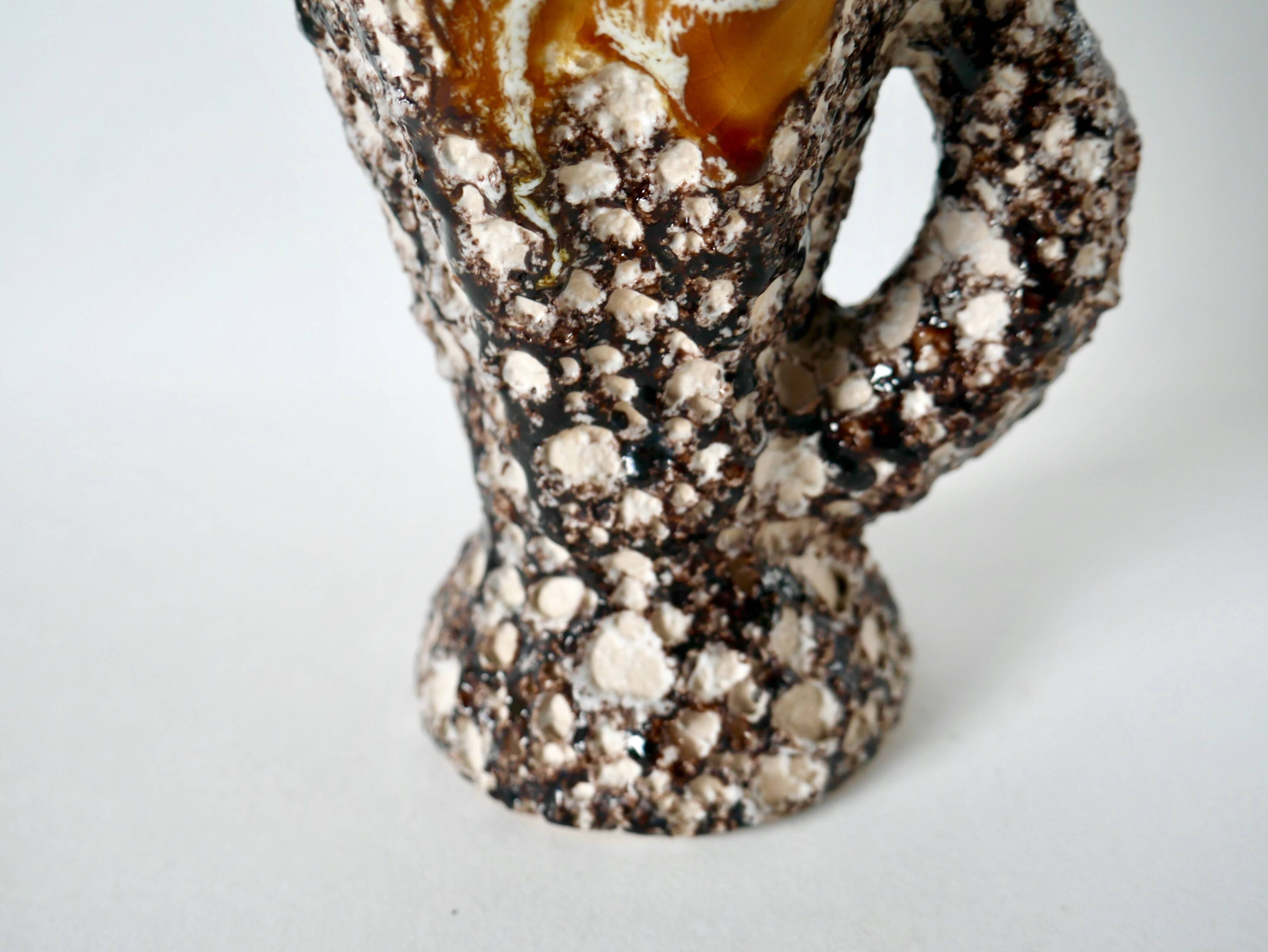 Fat Lava brown ceramic pitcher from the 70s