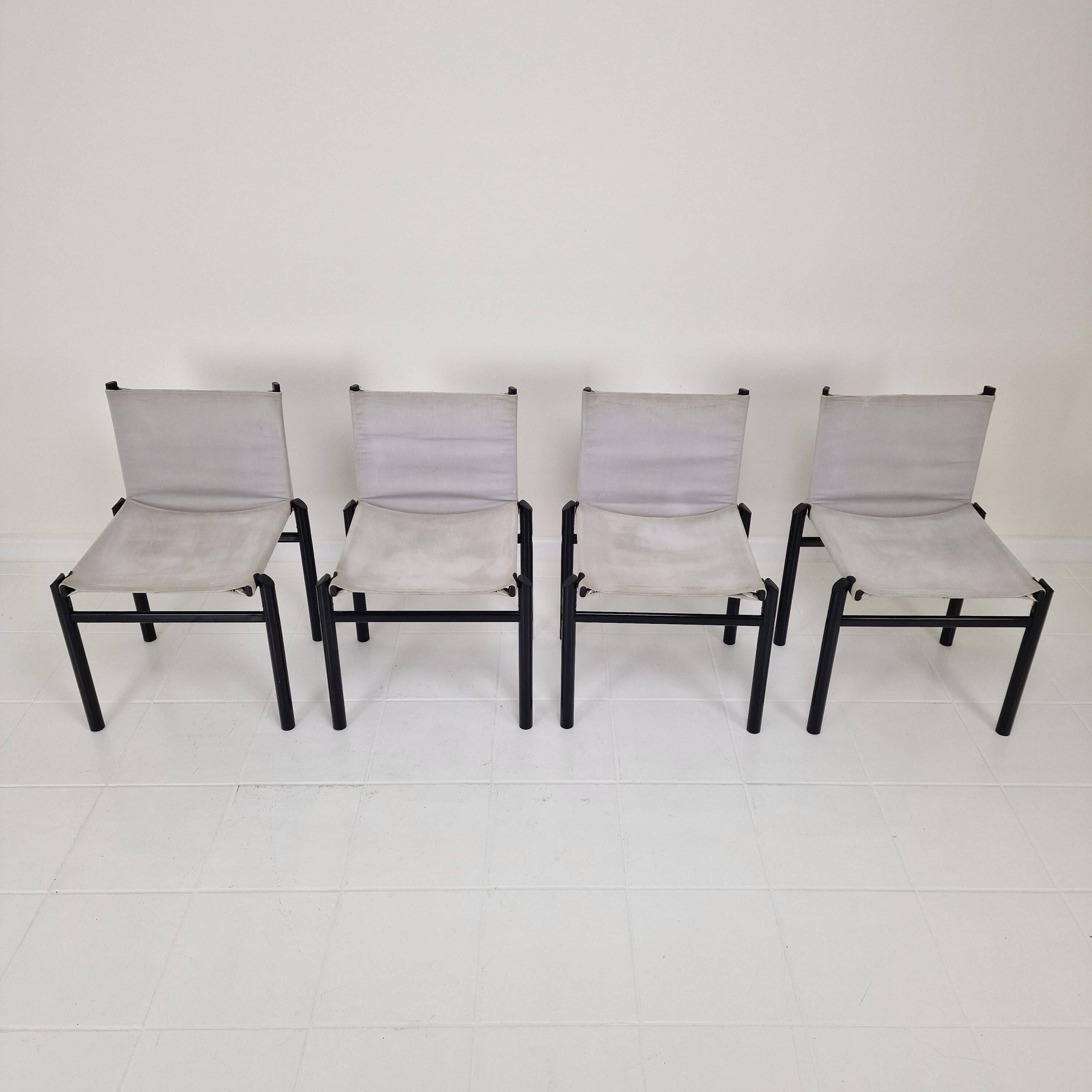 Set of 4 "Mastro" Dining Chairs by Afra & Tobia Scarpa for Molteni, Italy 1980's