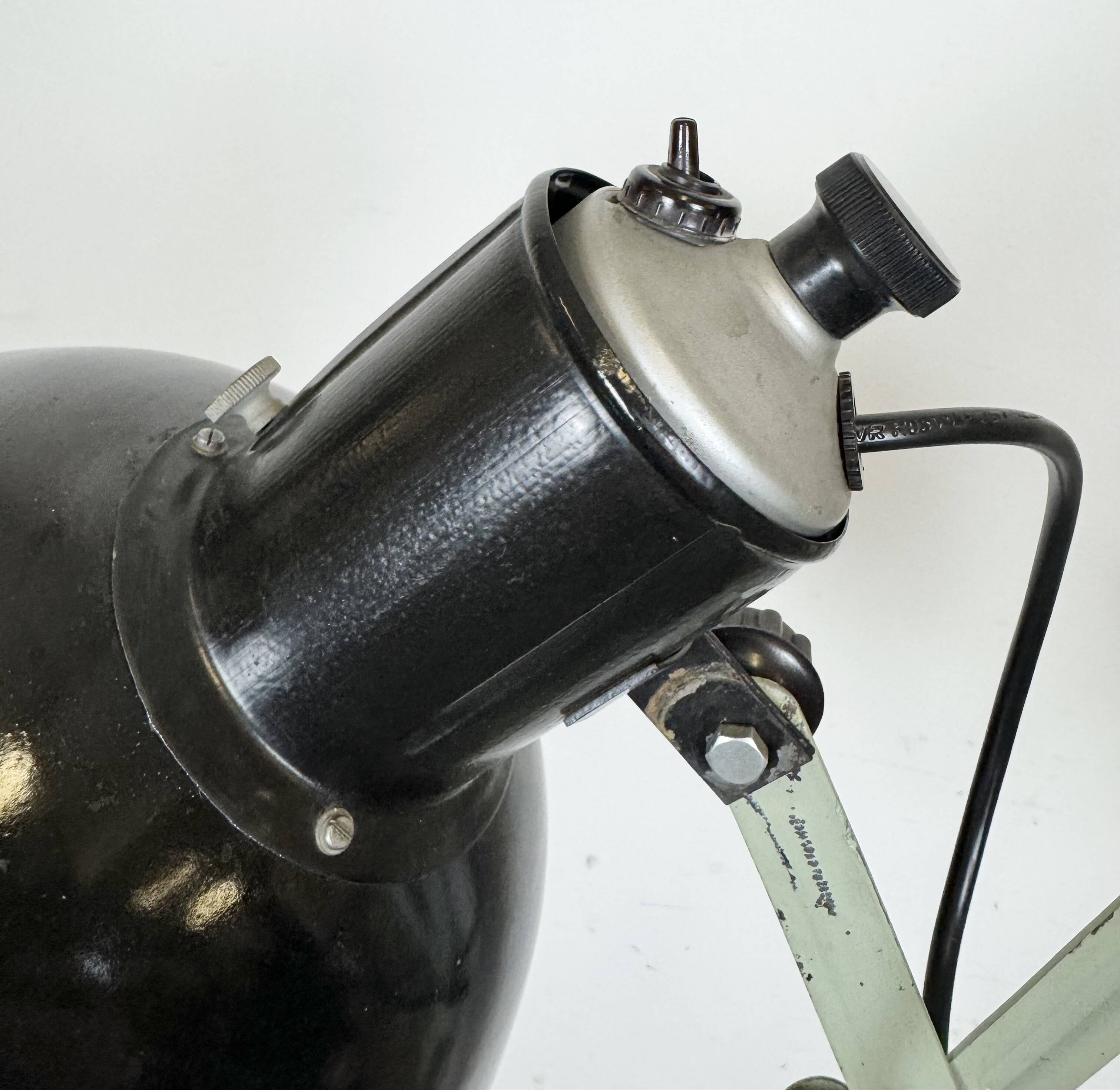 Industrial Black Enamel Scissor Wall Lamp, 1950s
