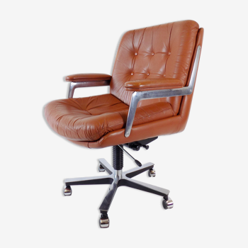 Fauteuil de bureau en cuir des années 60 Ring Mekanikk