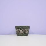 Vintage green & purple ceramic flower pot