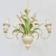 Masca vintage wheat stalk chandelier in off-white and pastel green metal.