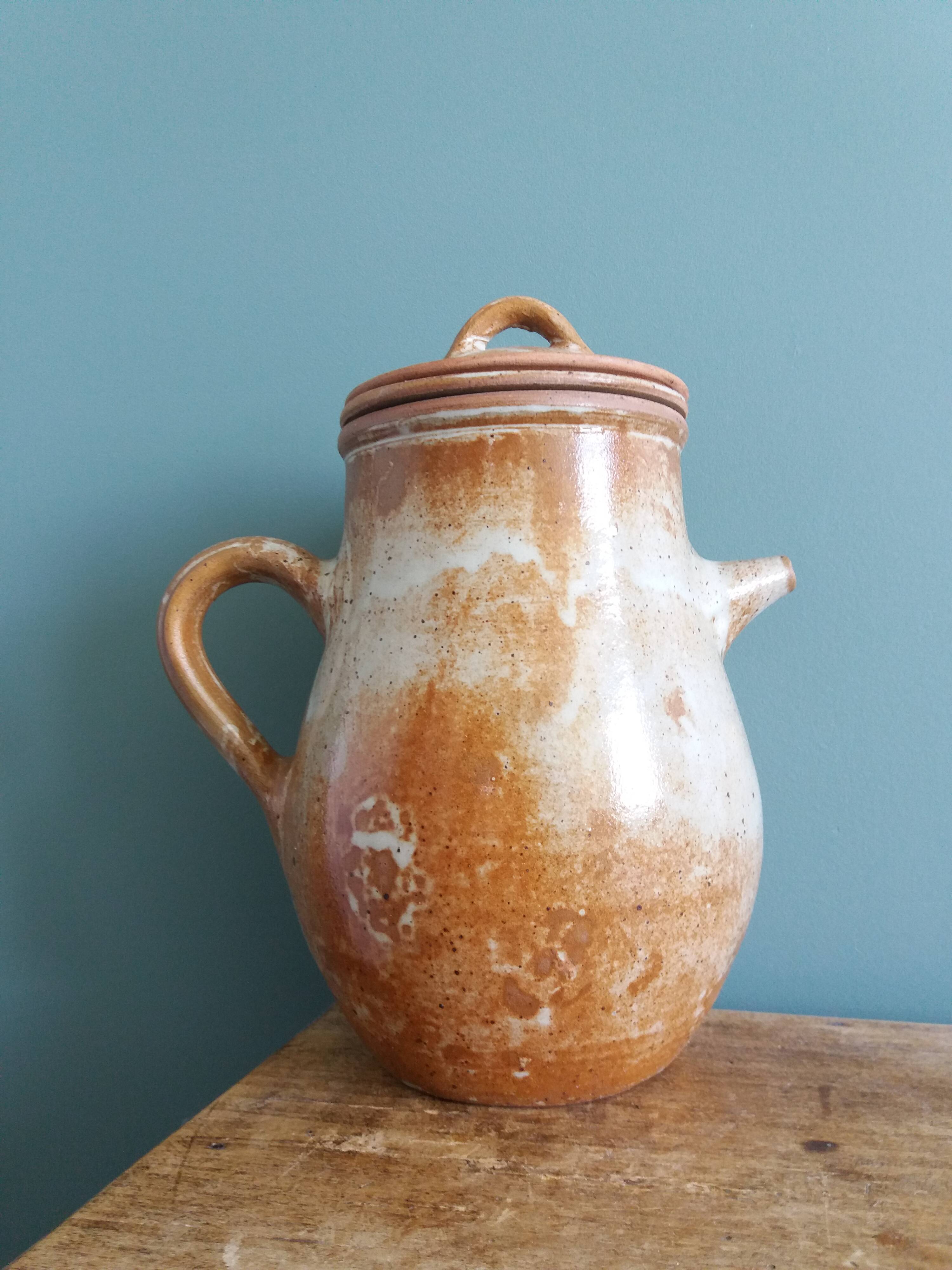 Puisaye stoneware filter teapot, Mallet pottery