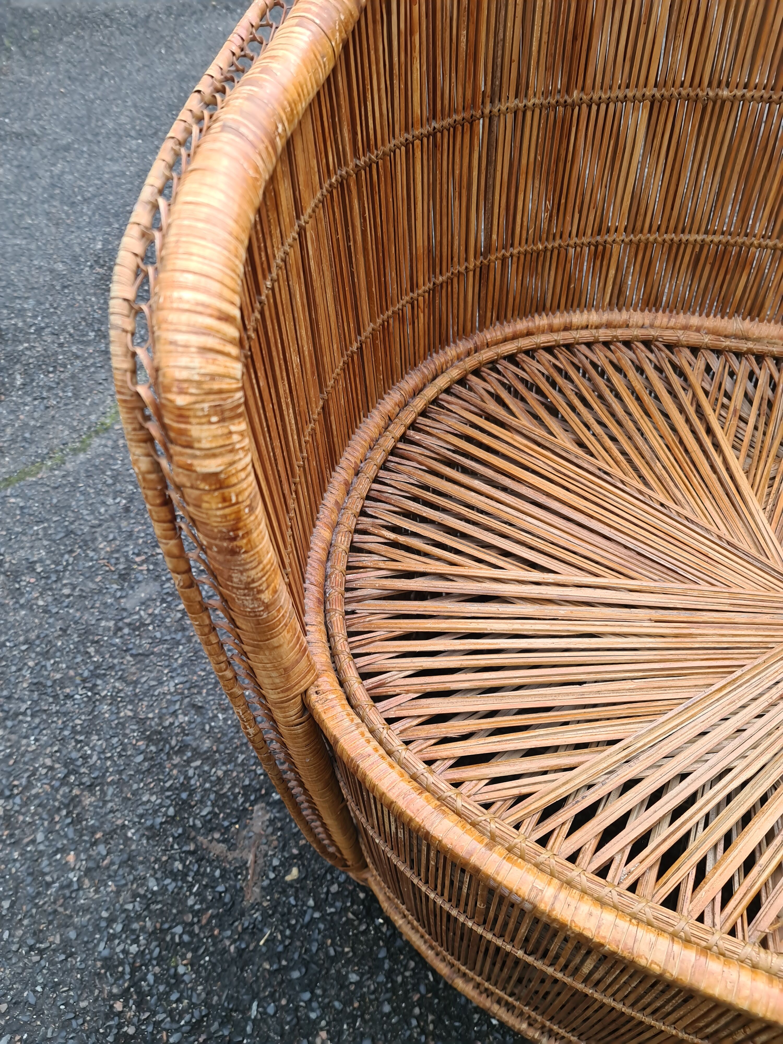Bench rattan armchair model tablet phone 1960