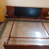 Scandinavian bed in rosewood with built-in bedside