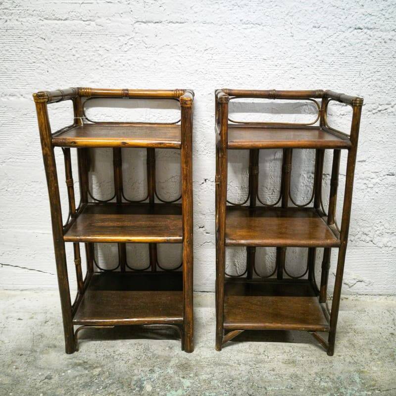 Small rattan and wood shelf