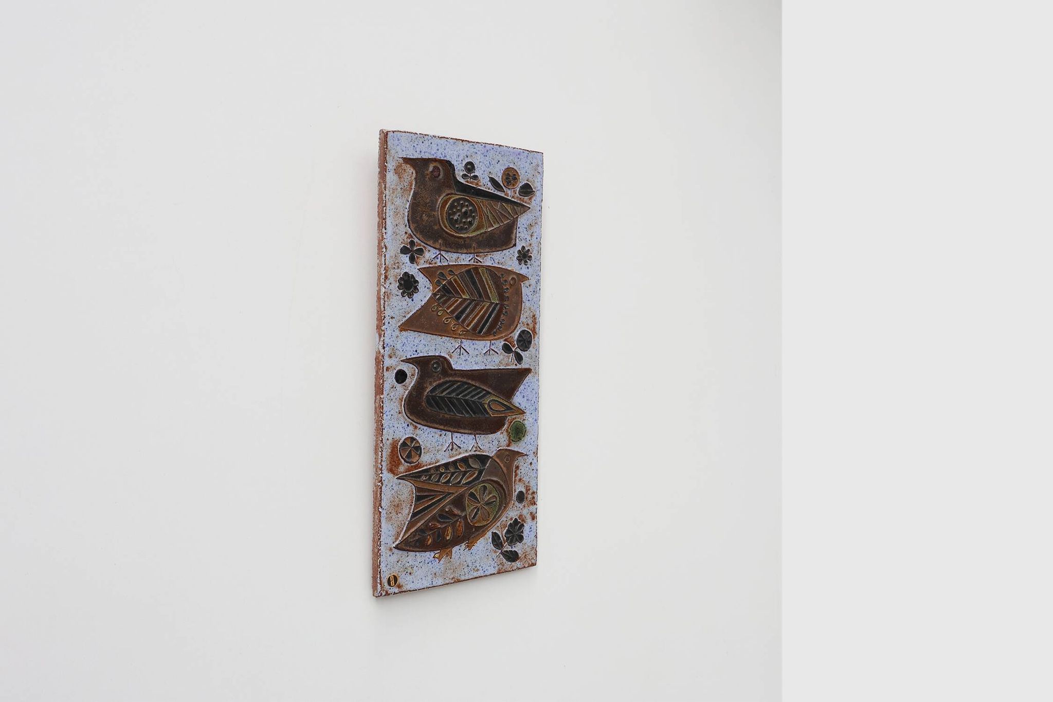 Mid‑Century Ceramic Wall Panel with Stylized Birds by Amphora, Belgium, ca.