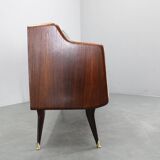 Buffet italien organique des années 1950 avec plateau en verre et 4 tiroirs