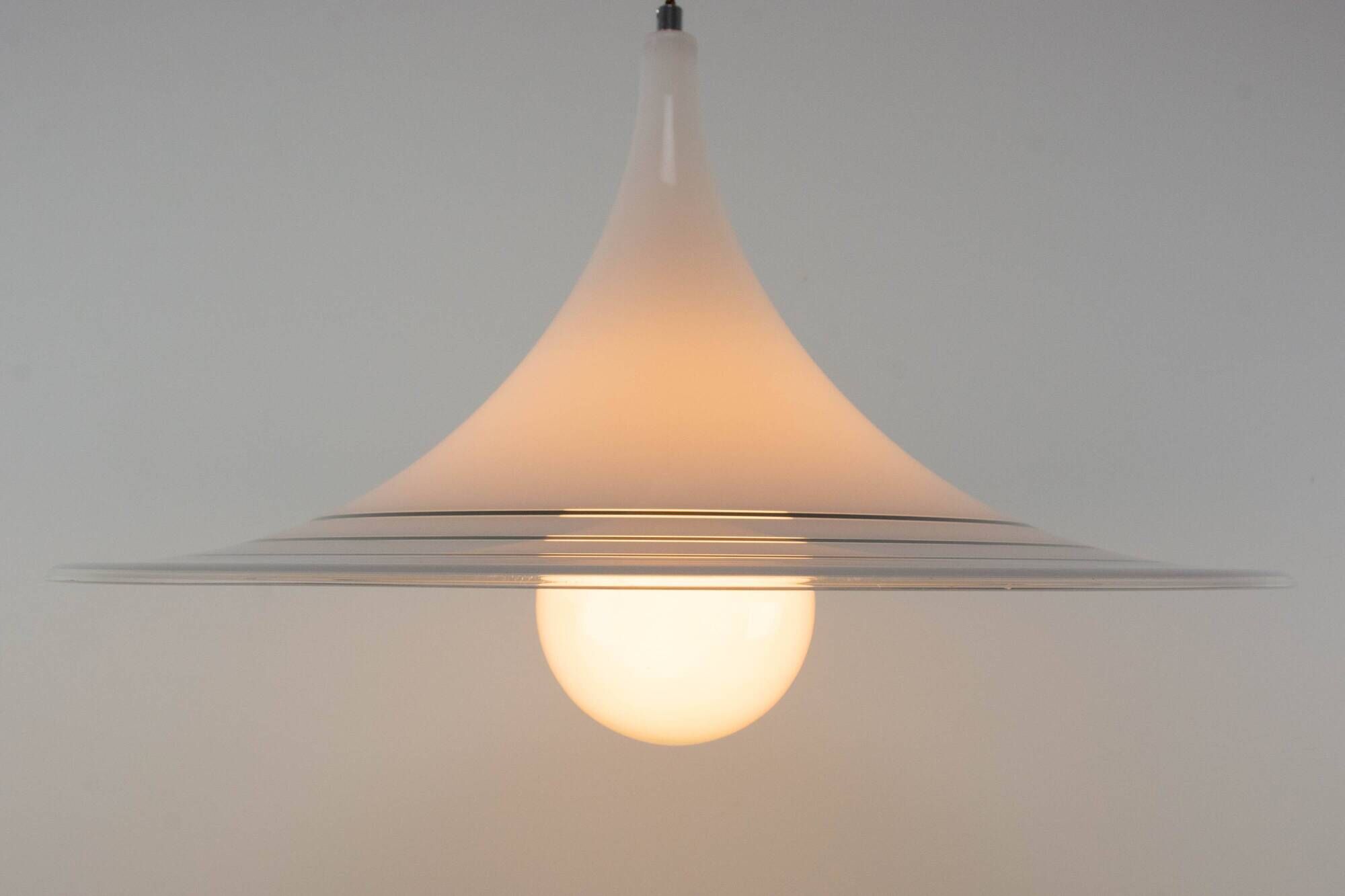 Vintage Black And White Meblo "Albatros" Trumpet Pendant Lamp